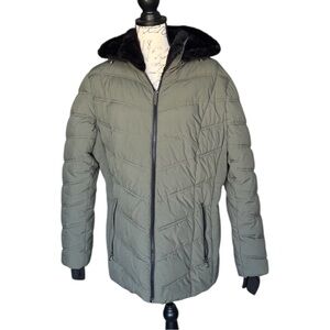 Nautica Women's Puffer Detachable Hood Fleece Pockets Winter Jacket